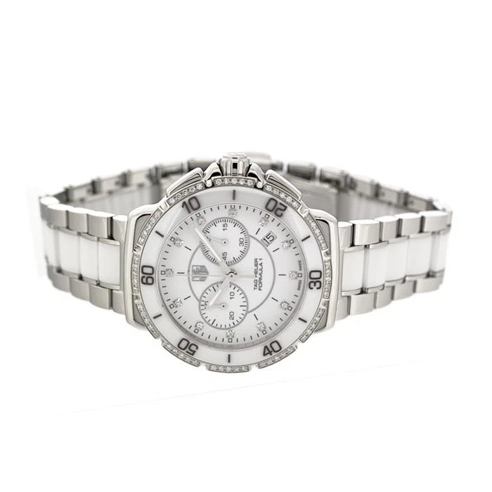 Reloj Tag Heuer Formula 1 esfera blanca acero diamante/cerámica para dama 41 mm CAH1213 Foto 3 de 4