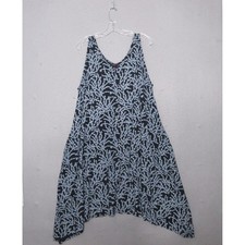 Fresh Produce Dress 1X Black Blue Sharkbite Supima Cotton Flowy Beachy Coastal
