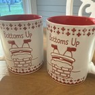 Set Of 2 Embossed Red And White Santa “Bottoms Up” 16 Oz. Mugs Double Sided — photo 5