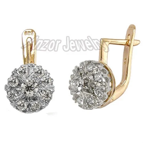 Pendientes de diamantes genuinos de oro rosa y blanco macizo de 14 k estilo europeo 1,78 cwt FSI2 Foto 2 de 4
