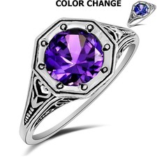 2CT Natural Alexandrite 925 Sterling Silver Art Deco Ring Sz 5,6,7,8,9 RE1