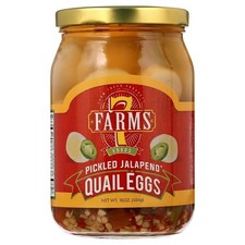 Pickled Jalape o Quail Eggs in Glass Jar Spicy Gourmet Food Snack