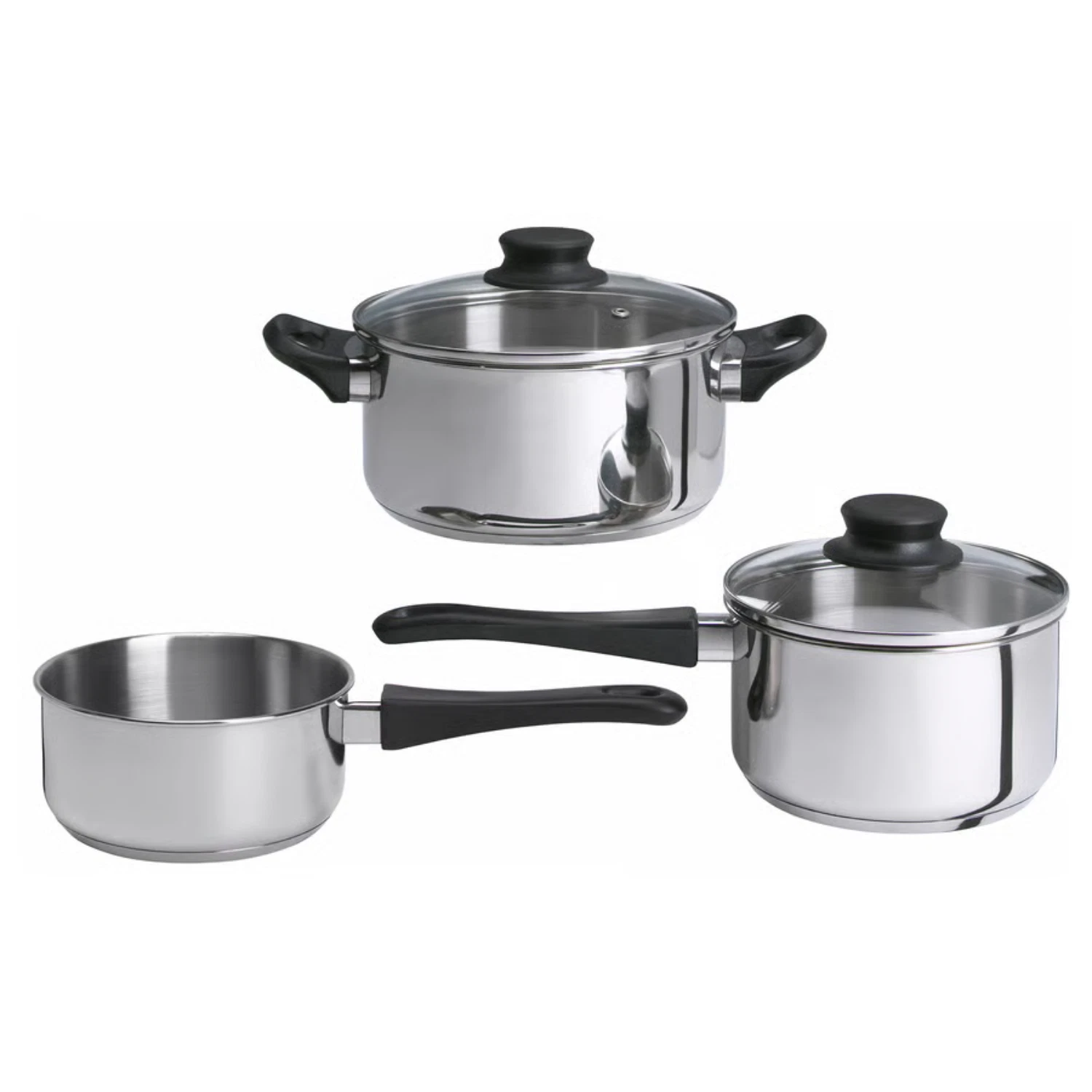 IKEA ANNONS 5 Piece Cookware Set Stainless Steel Pots Pans Glass Lid Set