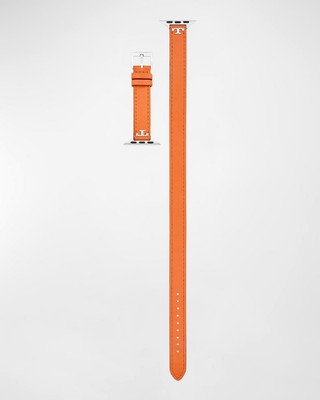 Tory Burch Orange Leather Double Wrap Strap Apple Watch Band  display picture 1