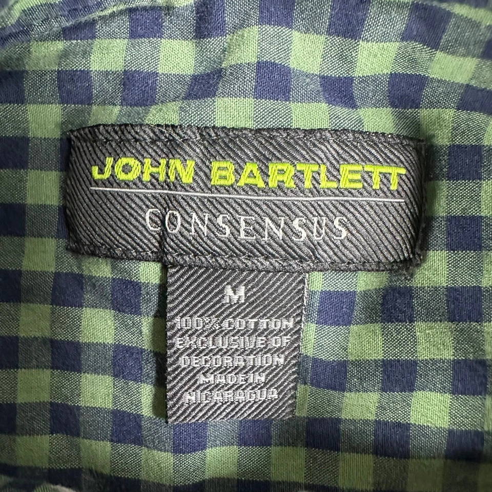 John Bartlett Consensus Men's Size Medium Green Navy Gingham Button Down Shirt - Image 4 of 4