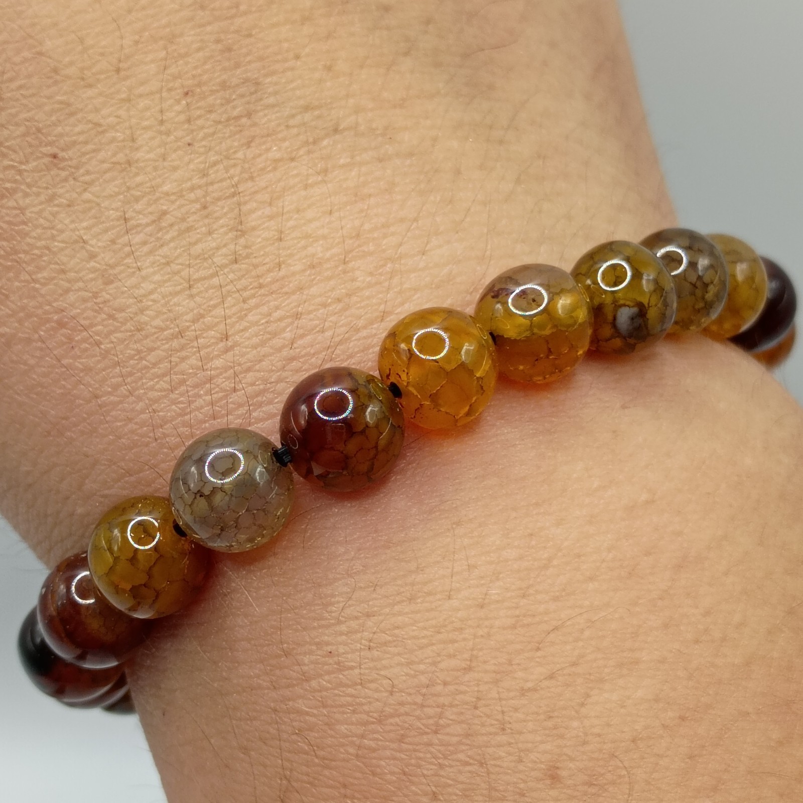 Vintage Crackle Glass Beaded Stretch Bracelet 6