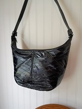 Lee Sands 100 Eelskin Shoulder Purse Bag Black 13X9X4.5 Handle Drop 19"