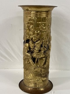 VTG Lombard England Embossed Brass Umbrella Stand