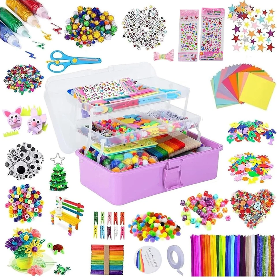 Bastelset Kinder 3000Pcs-Kunst und DIY Handwerk Kleine Mädchen Bastelzubehör Set - Bild 3 von 4