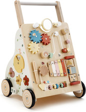 Wooden Baby Walker, Baby Push Walker for Boys and Girls 12 Months , Adjustable S