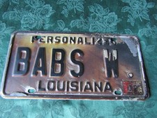 Charred, but Rare Version Louisiana Vanity License Plate BABS W w "Personalized"