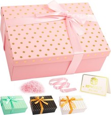 Pink Gift Box with Lid 25x18x9cm Luxury Large Gift Boxes for Presents
