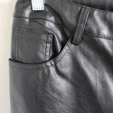 Fashion Nova Faux Leather Black Straight Leg Pants Jeans Sz Medium NWT Moto Goth