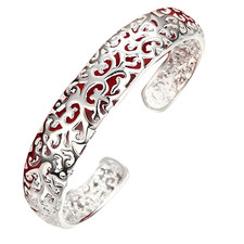 Silver-Plated Hollow Openwork Cuff Bangle Bracelet for Women | Elegant 428