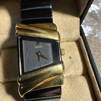 vintage Seiko Rivoli watch 1980's Tiktok Viral Black On Gold