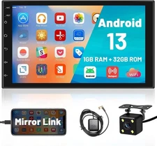 Hikity Android 13 Double Din Car Stereo 7 Inch Touch Screen Car Radio GPS Nav...