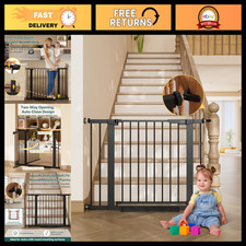 Adjustable 29.6-39.1 in Baby Gate for Stairs  Doorways - Safety Barrier, Black