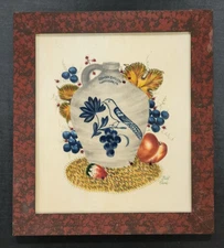 William "Bill" Rank Theorem Painting Folk Art Cowden Wilcox Bird Stoneware Jug