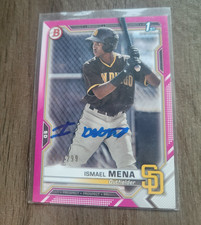 Ismael Mena Signed 2021 Bowman Baseball Card Chicago Cubs #BP-36 /299 Pink