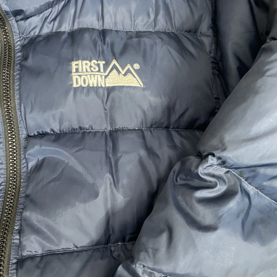 Vintage First Down Coat Mens XLNavy Green Puffer Down Filled Reversible 90s Gorp - Image 3 of 4