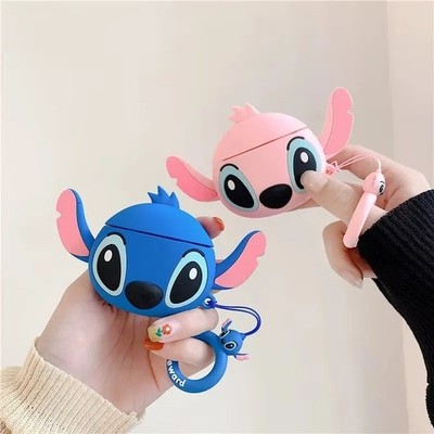 3D Stitch Silikon Case für AirPods 1 2 3 4 Pro Pro 2 Cartoon Hülle mit Anhänger
