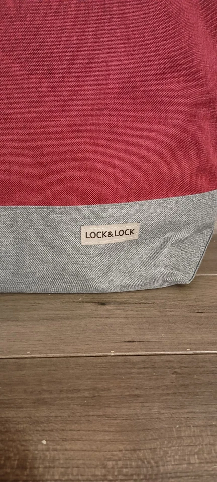 Lock & Lock Insulated Tote/Bag Red & Gray Double Zippered with Shoulder Strap - Image 2 of 4