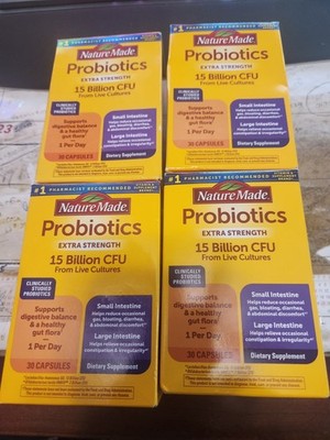 4 Nature Made Extra Strength Probiotics 15 Billion CFU 30 Capsules. Exp: 09/26+