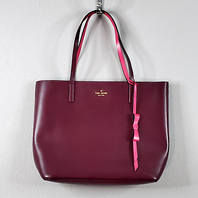 Kate Spade Monet Leather 3 Compartment Tote Handbag Rose and Burgundy Purse  | eBay