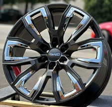 24 Inch Chevy Grey Chrome Inserts Fr207 Wheels Escalade Tahoe Yukon Sierra New