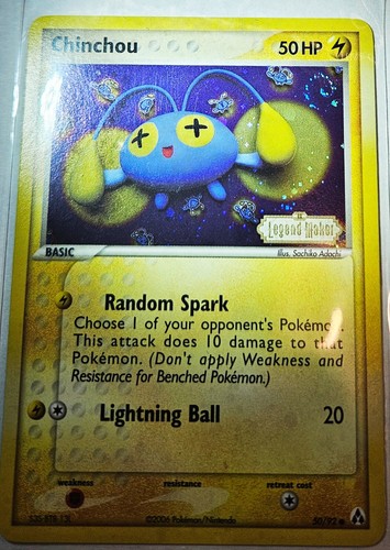 2006 Pokemon Chinchou w SWIRL Legend Maker 50/92 Reverse Holo Stamped Card - Picture 3 of 3