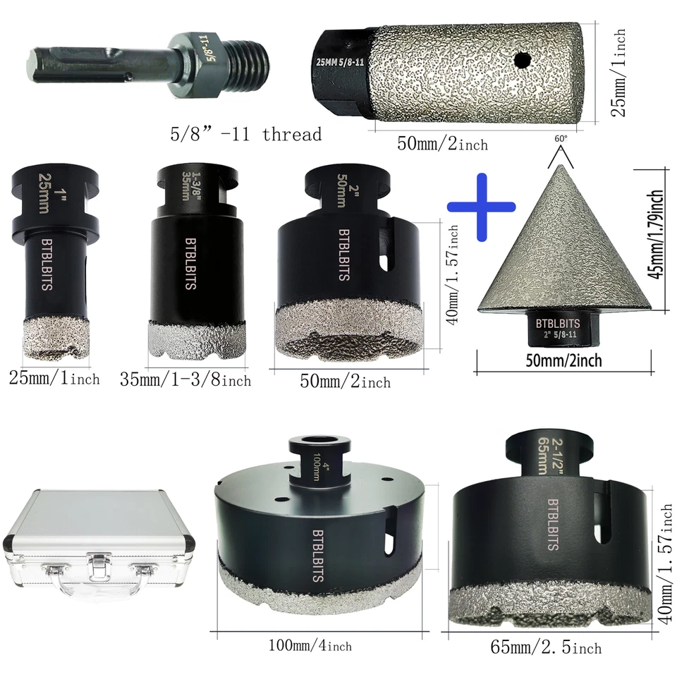 Diamond Drilling Core Bits Set Kit Hole Saw For Marble Granite Tile Porcelain - Image 2 of 4