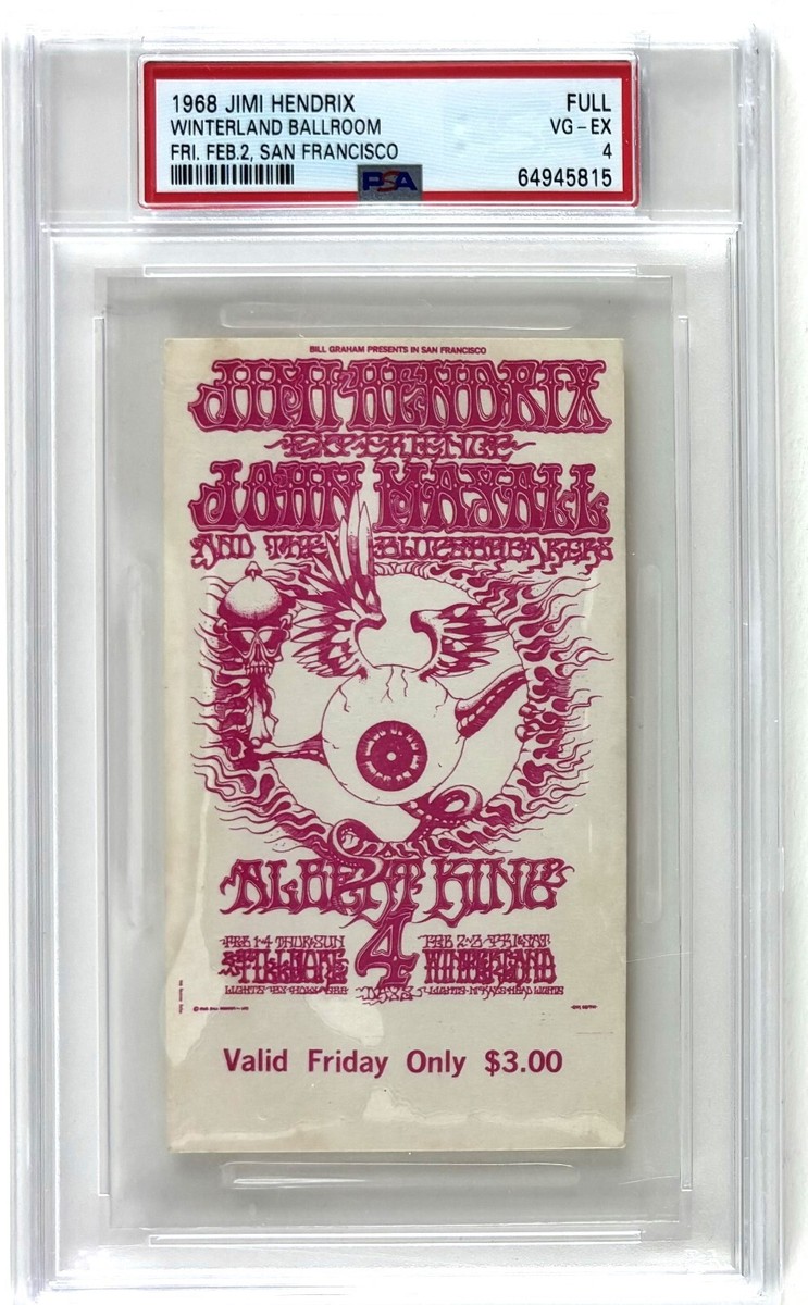 Original 1968 Jimi Hendrix Concert Ticket @ Winterland Ballroom