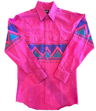 Wrangler Brushpopper Vintage Shirt Mens Sz 15-33 SZ Med Salmon X Long Tail