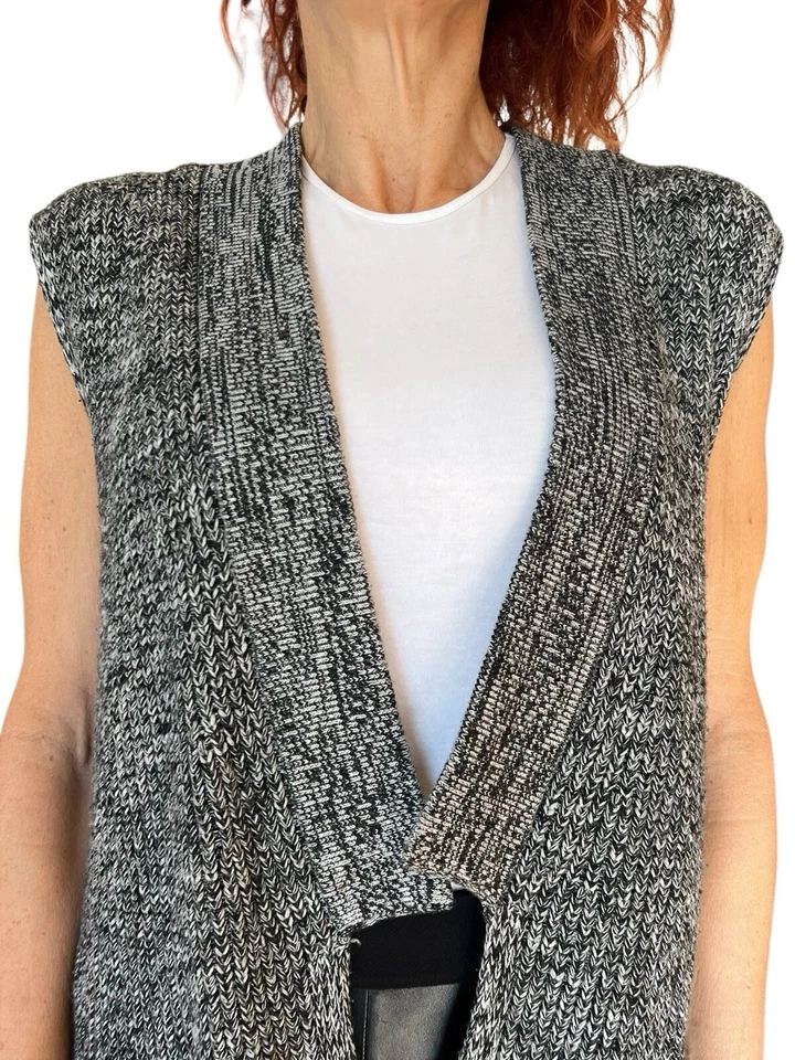 BANANA REPUBLIC SUÉTER CARDIGÃ LONGO LÃ MALHA PRETO ABERTO SEM MANGAS XS - Imagem 3 de 4