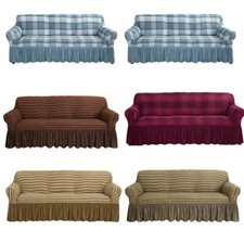 Stretch Seersucker Sofa Slipcover Couch 3D Bubble Lattice Sofa Cover w Skirt