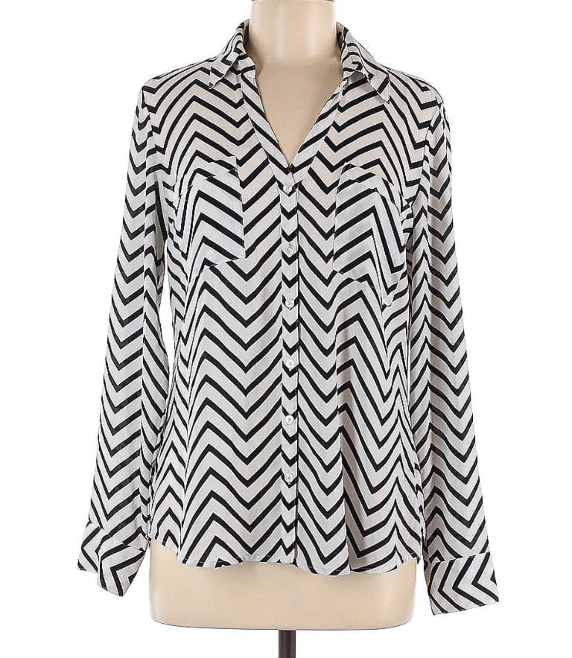Express Chevron Striped Button down long sleeve b… - image 1