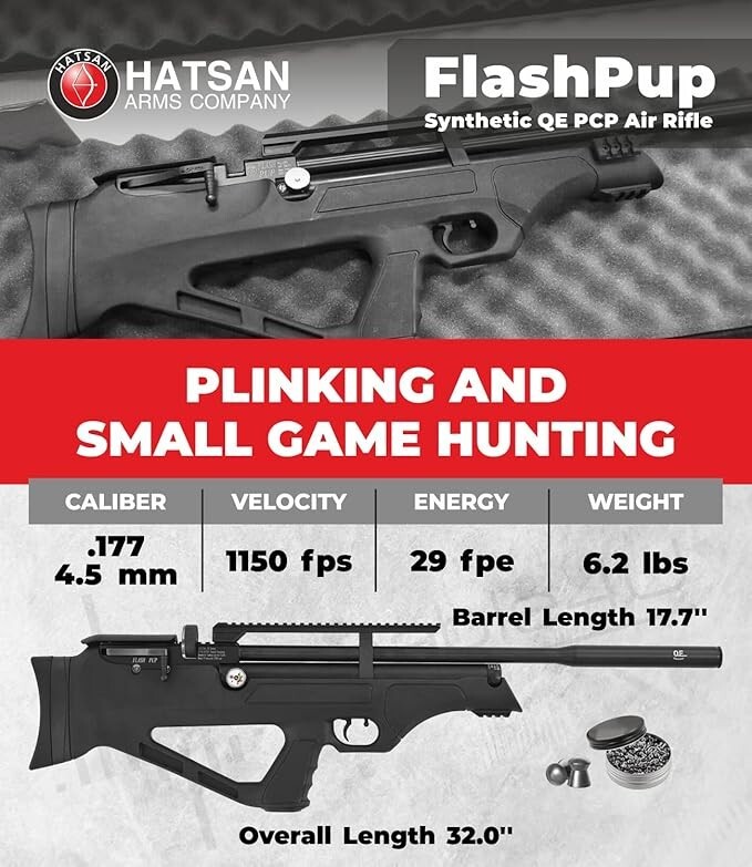 Hatsan FlashPup SYN QE .177 Cal PCP Side Lever Air Rifle