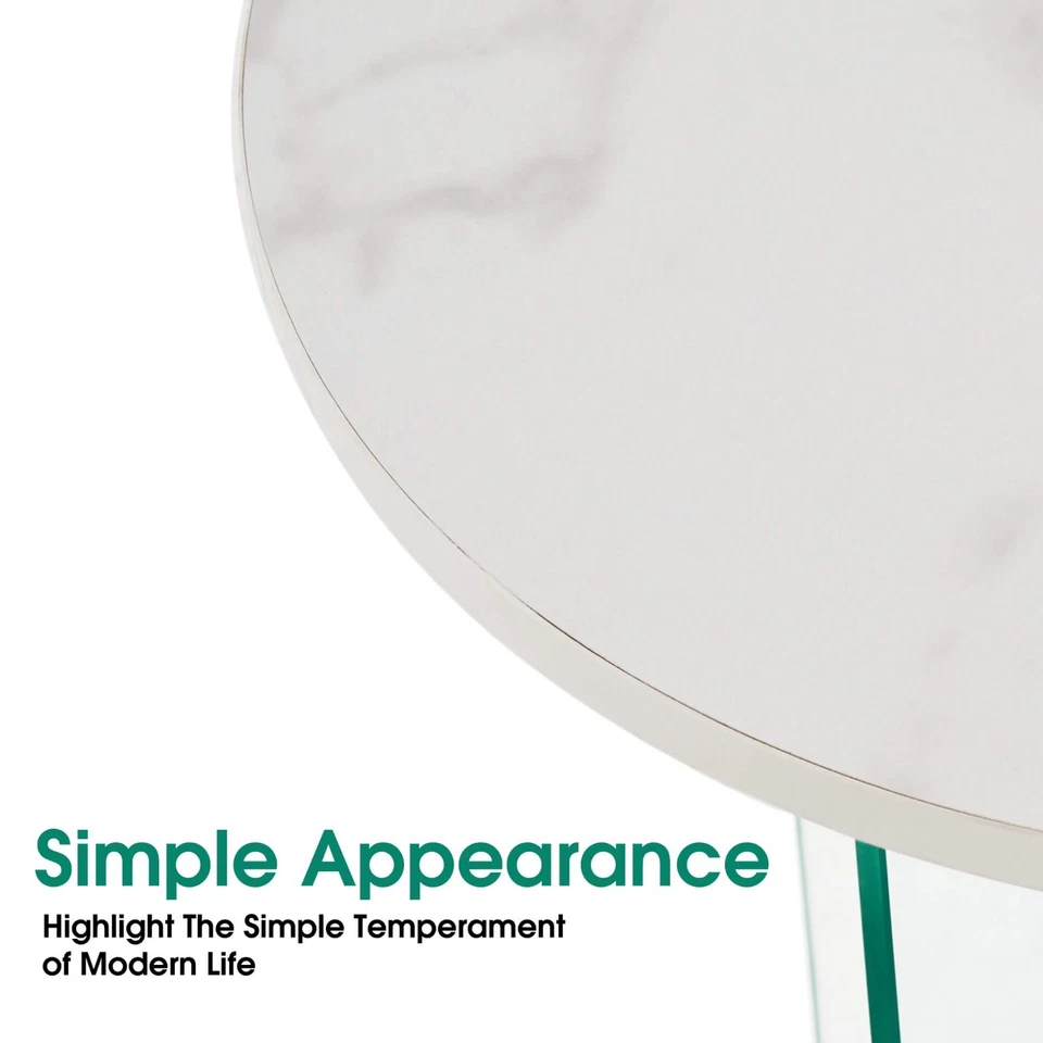 Ivinta Glass End Table for Small Space, Modern Round Side Table with Glass Legs - Image 4 of 4