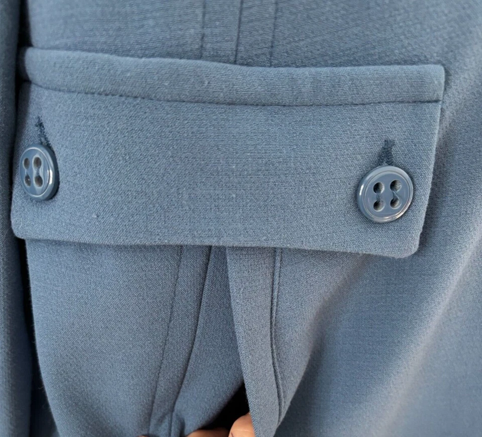 Atmosphere Womens Long Sleeve Double Breasted Blue Lined Pea Coat Pockets 10 /32 - Image 4 of 4