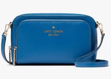 Kate Spade Dual Zip Around Crossbody Sapphire Blue Leather WLR00410 NWT $259