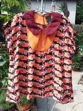 Anna Sui Top Med Silk sheer 70's Peter pan collar 