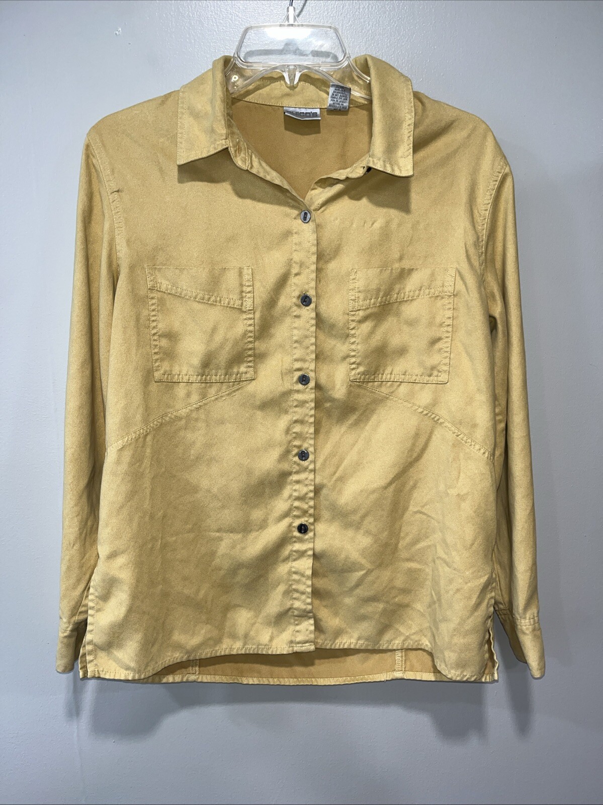 Chico’s Yellow Polyester Collared Long Sleeve But… - image 1