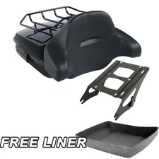 Chopped Trunk Backrest Pad Mount Rack Fit For Harley Road Glide King 14-25 Black