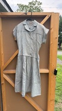 Vintage 1940s Carlye Original Gray Green Day Dress Unmarked Size