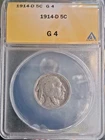 1914-D Buffalo Nickel, Better Date ANACS G4