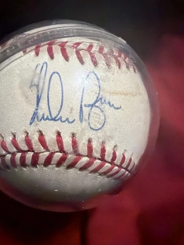 Rawlings MLB Baseball Autographed by Nolan Ryan Texas Rangers in Display Case