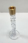 Candle Holder Set 02 02 Faceted Column Modern Crystal Glass Gold Metal — photo 5