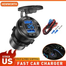 12V-24V QC3.0 PD C USB Car Fast Charger Power Socket Outlet for Boat RV Marine