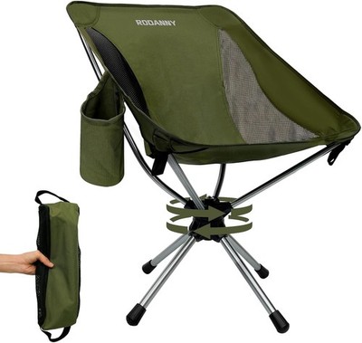 360° Swivel Folding Chair Compact Portable Camping Chairs Outdoor Travel Hunting