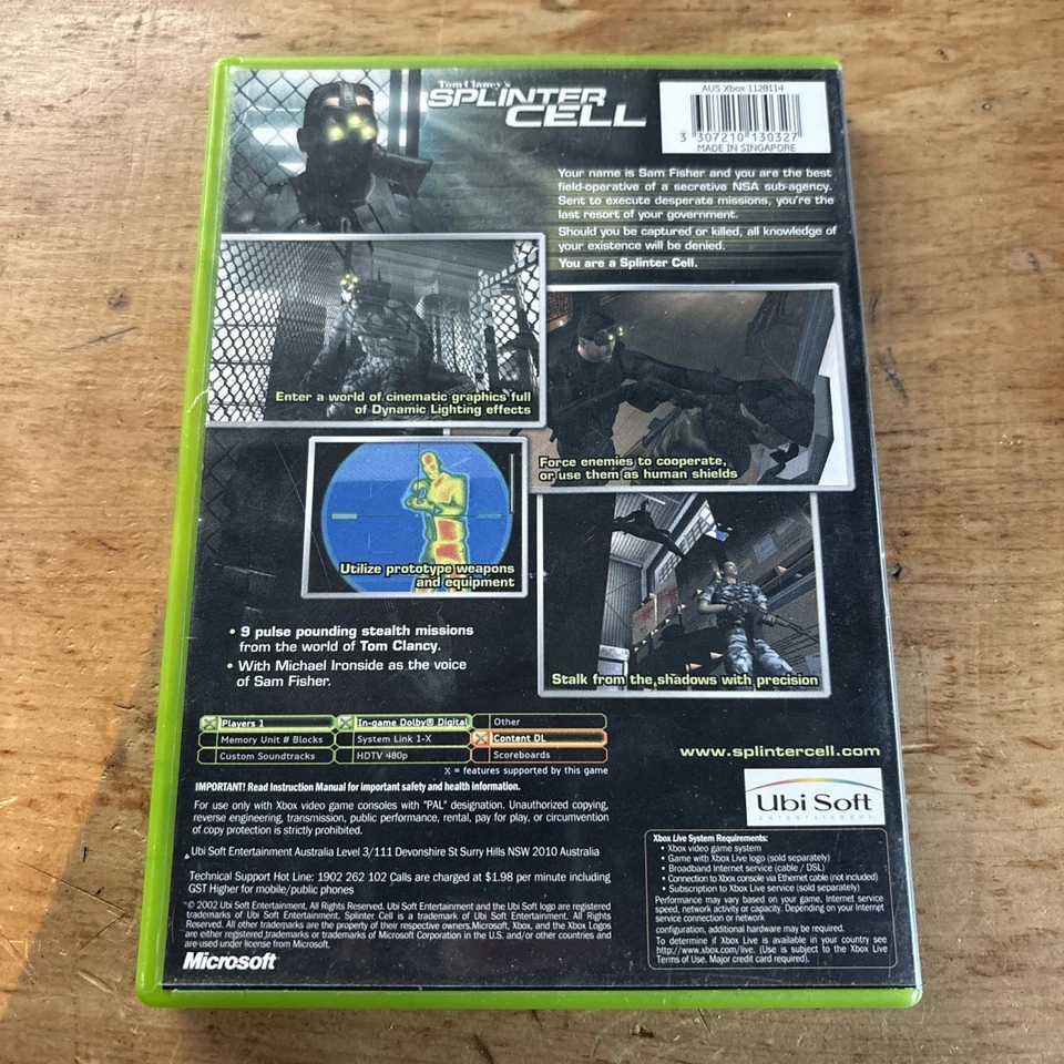 Splinter Cell Tom Clancy's Microsoft Xbox Original With Manual Ubisoft Free Post - Image 2 of 4